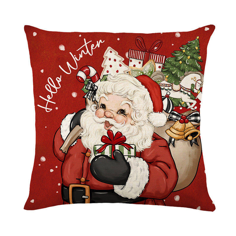 Christmas themed Linen Throw pillow cases