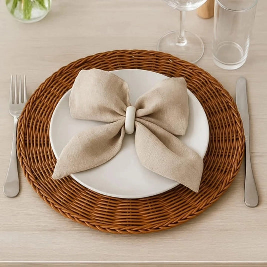 6pc Woven Rattan Table Coasters Mat