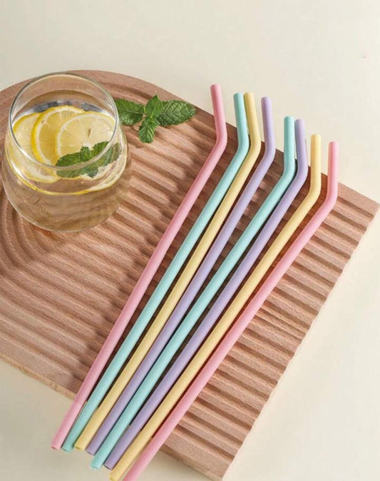 4pcs Reusable silicone straws