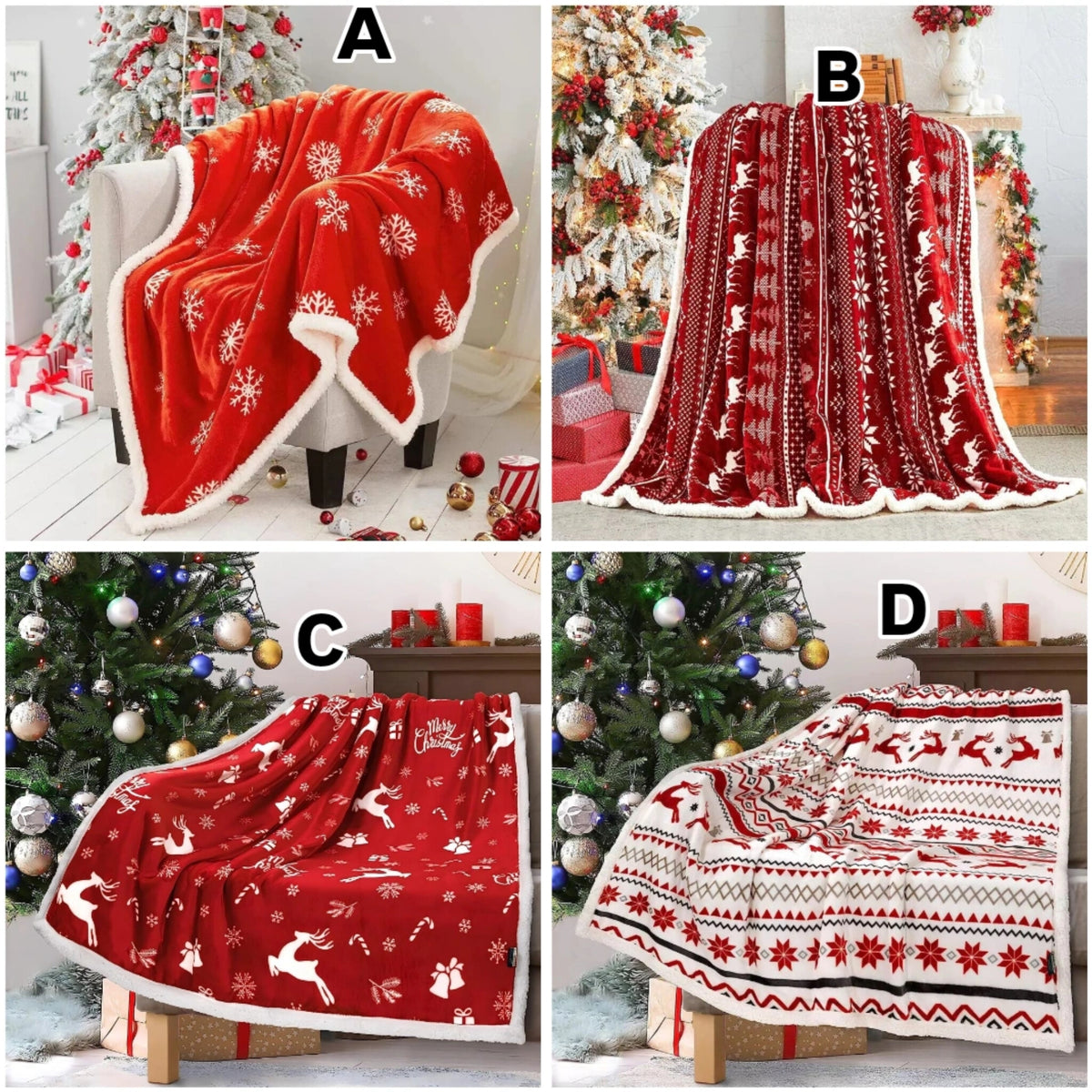 Christmas Reindeer Throw Blanket