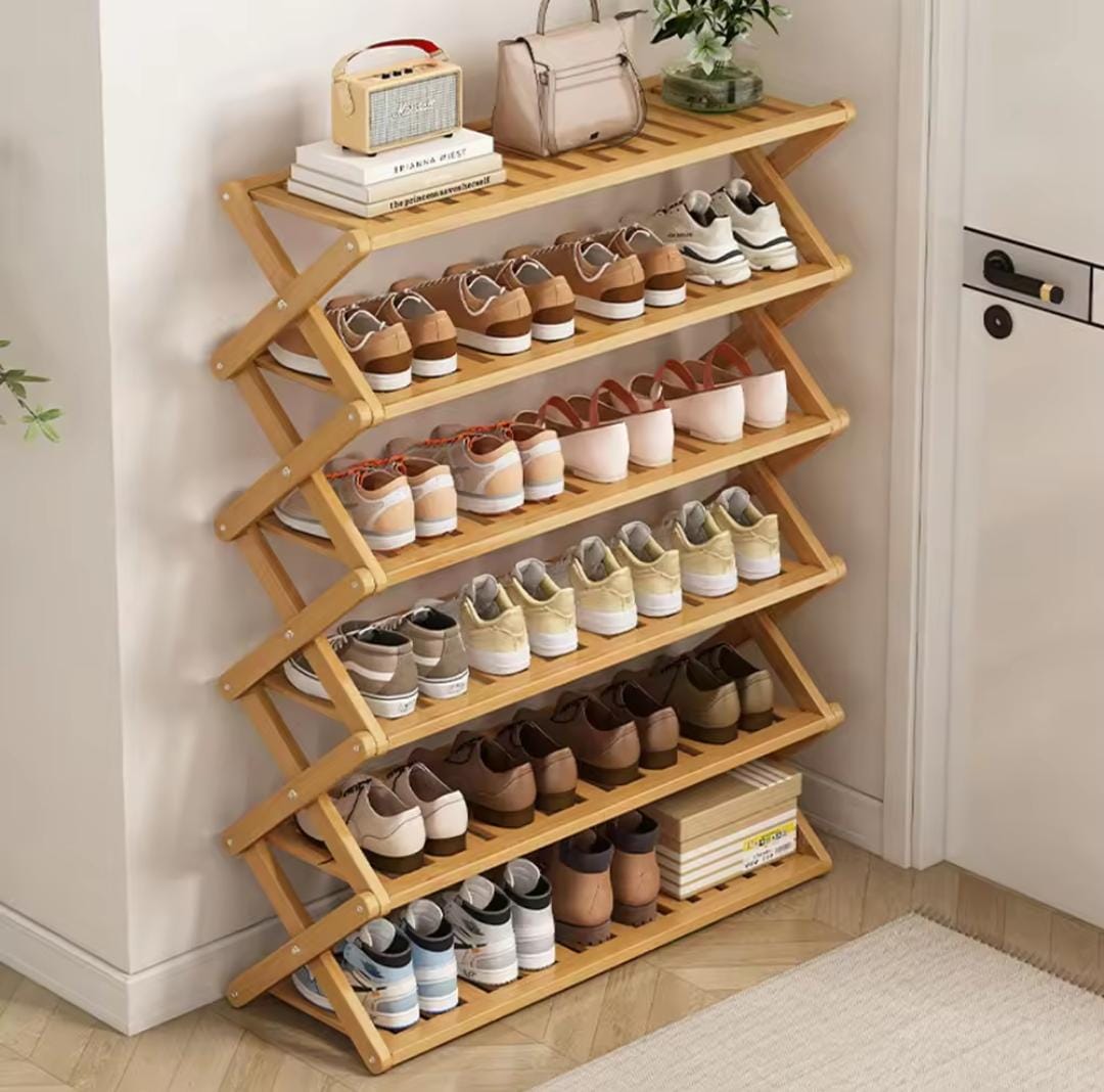 5 Tier collapsible bamboo  shoe rack