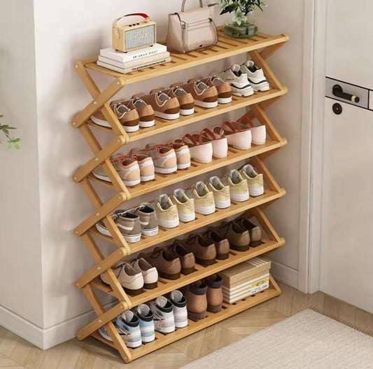 5 Tier collapsible bamboo  shoe rack