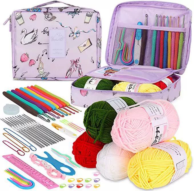 59 Piece Portable Crochet Hook and Accessory Set
