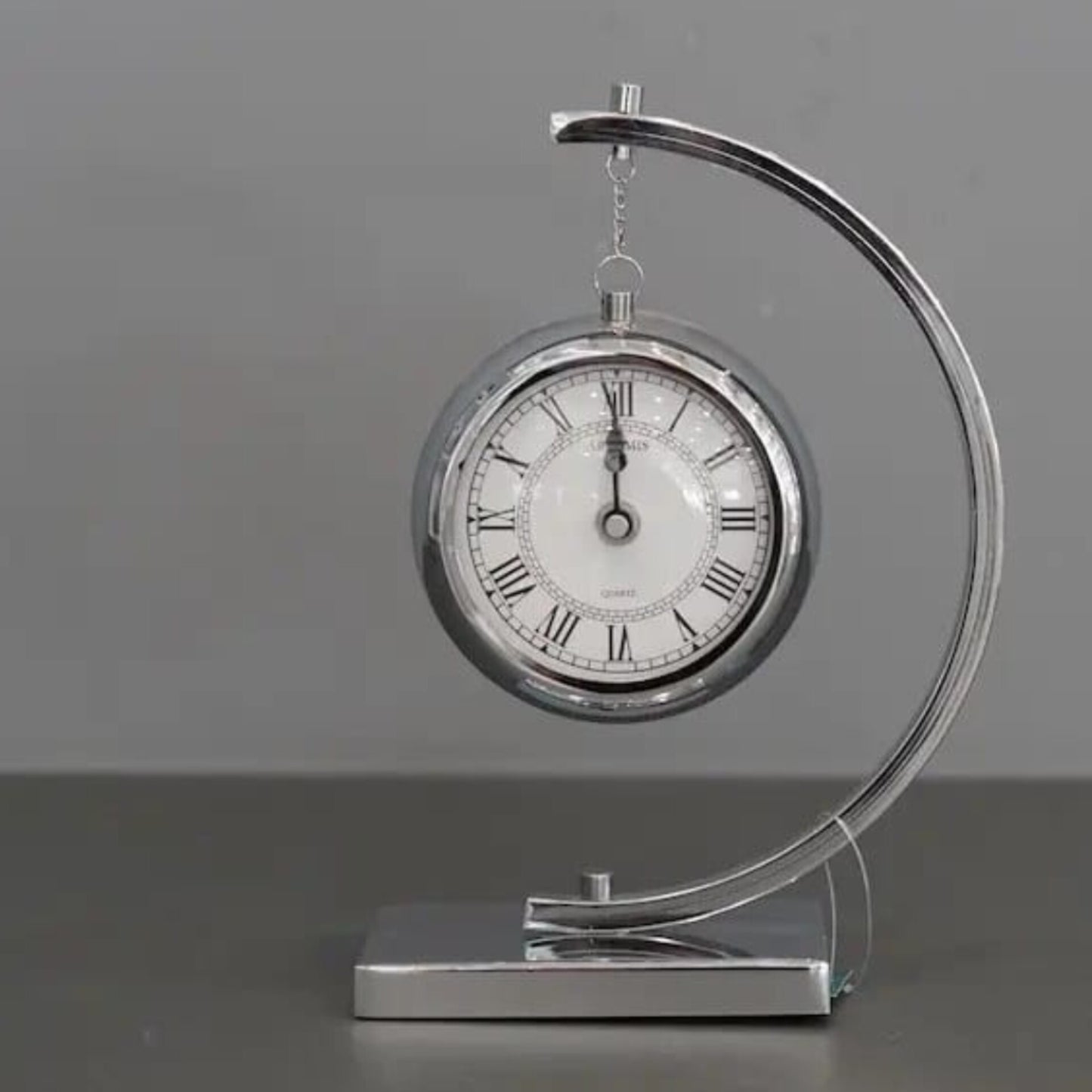 Silver Tabletop Quartz Hanging Clock