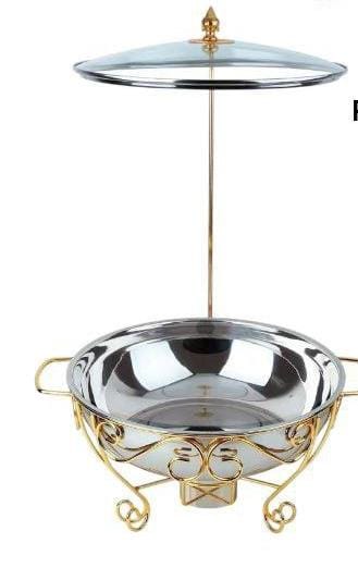 8 Ltr Round Cheffing Dish with Glass Lid