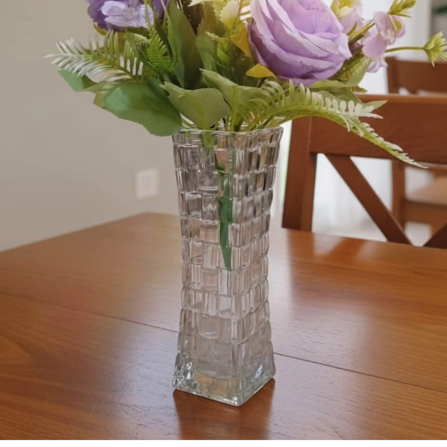18cm Square glass vase
