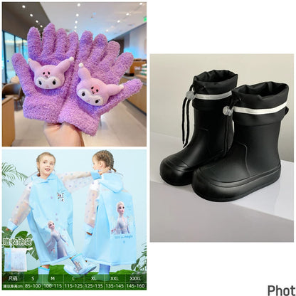 3Pcs Childrens Winter Combo Set| Gloves,Raincoat, Gumboots