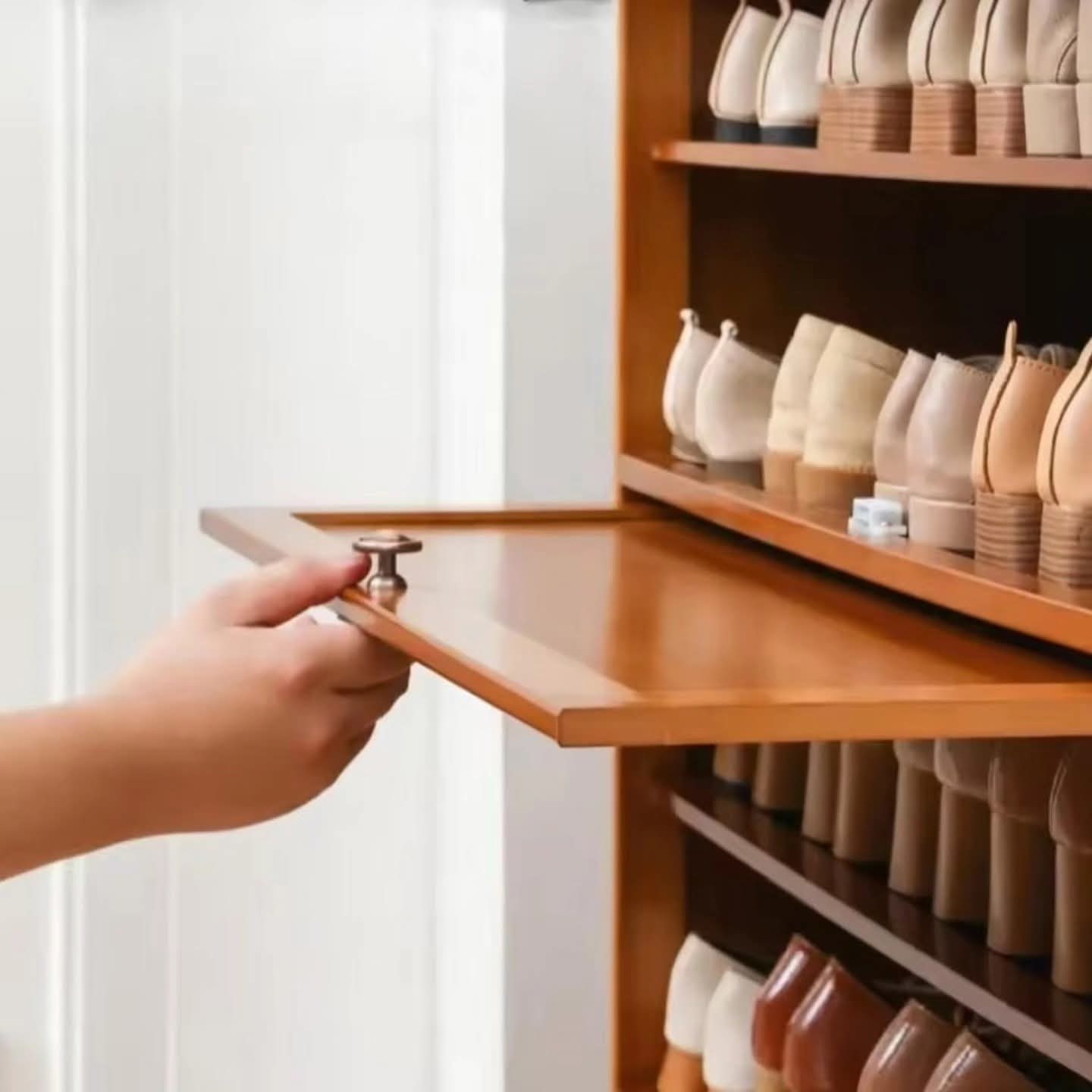 Flip side Bamboo shoe cabinet/storage shelf