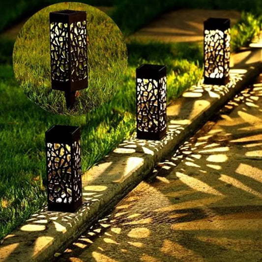 4Pcs Hollow Pattern Solar Pathway Lights