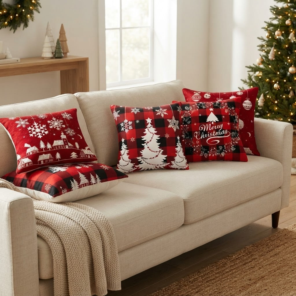 Christmas Throw Pillow Covers Set