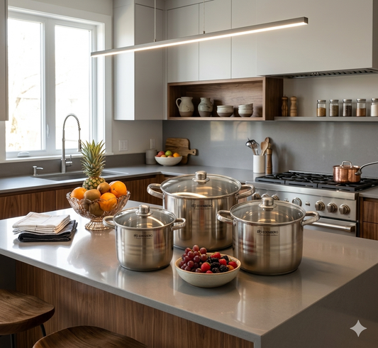 6 Piece Stainless Steel StockPot  Set