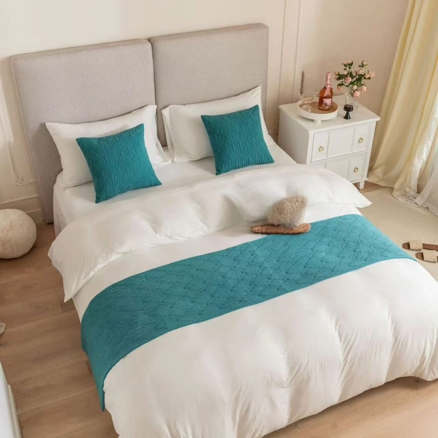 3 Piece  Bed runner and cushion cover set