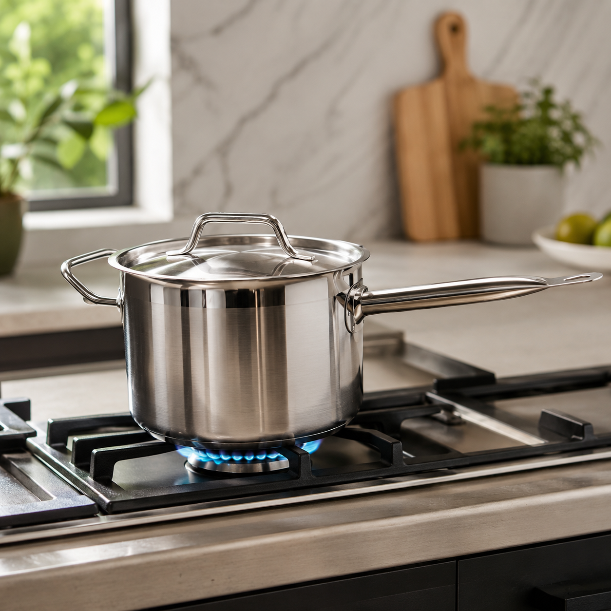 4.4L Deep Saucepan With Lid
 Handle  One Long And Helper