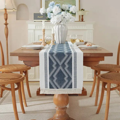 Tassel Cotton Linen Table Runner