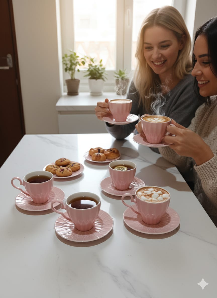Coloured 1 cup and 1 saucer set