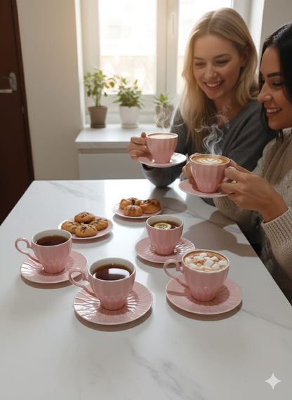 Coloured 1 cup and 1 saucer set