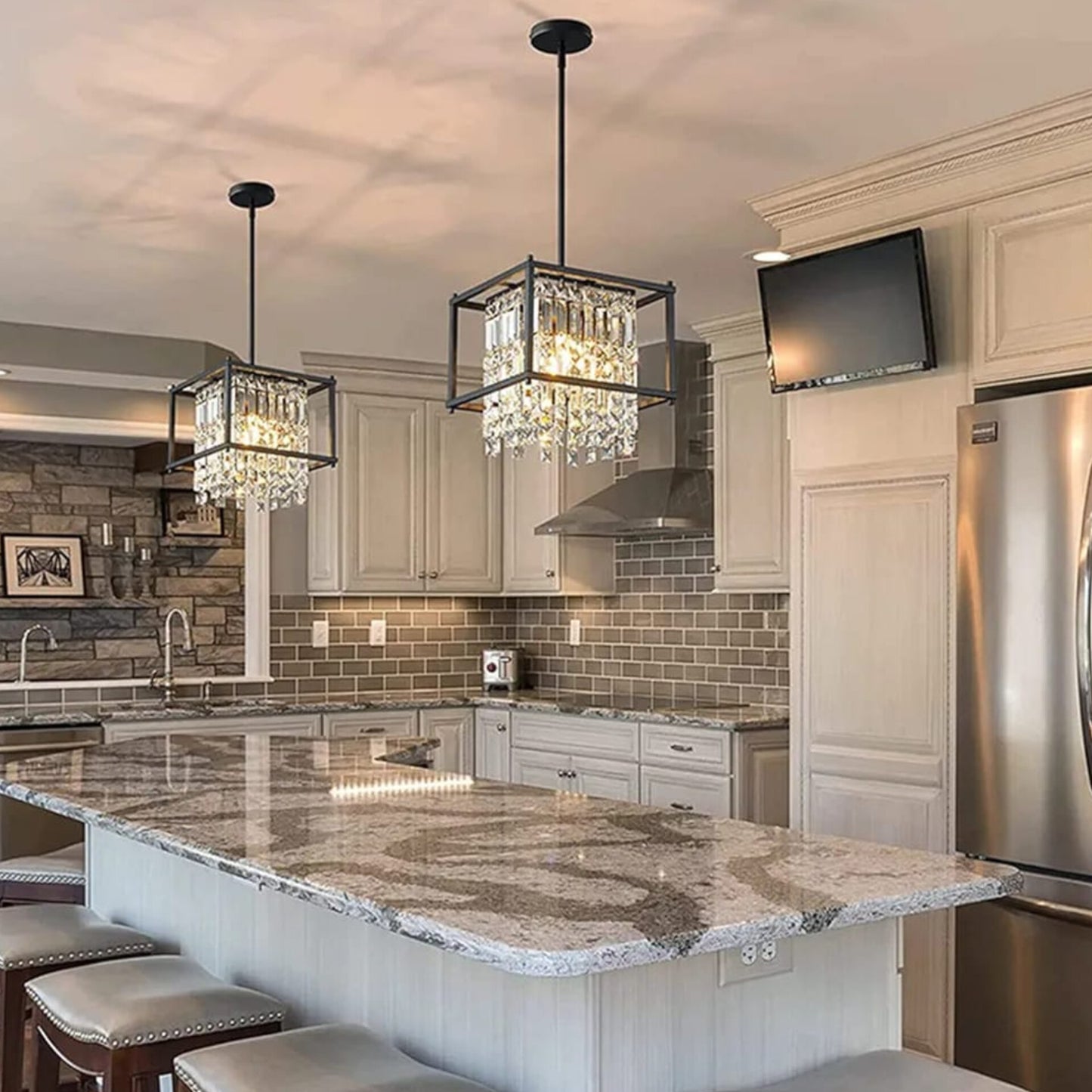 Square Cage Pendant Chandelier Light