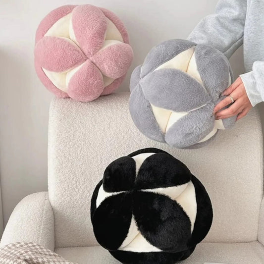 Round Fur Ball Throw Pillow