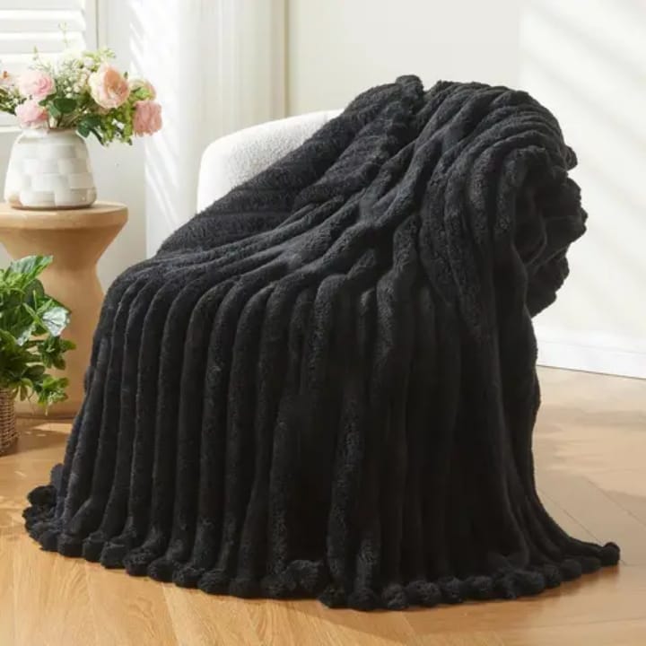 Soft plain winter throw blanket