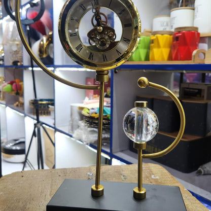 Golden Stand Clock with Crystal Ball