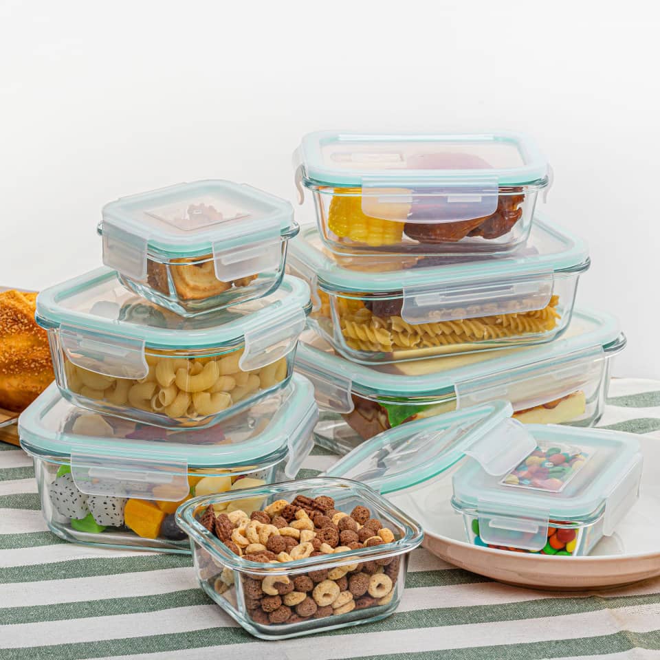 8 pack clear borosilicate glass food storage containers with pastel airtight locking lids  borosilicate containers in Nairobi 