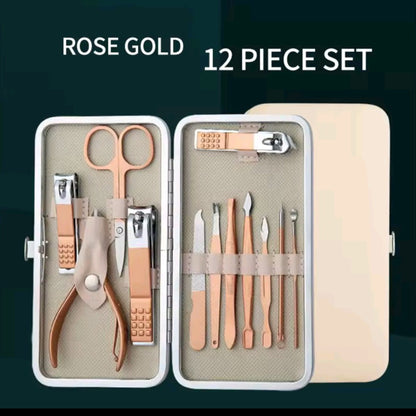 12 in 1 Manicure Tools Kit Set with Peach Pouch