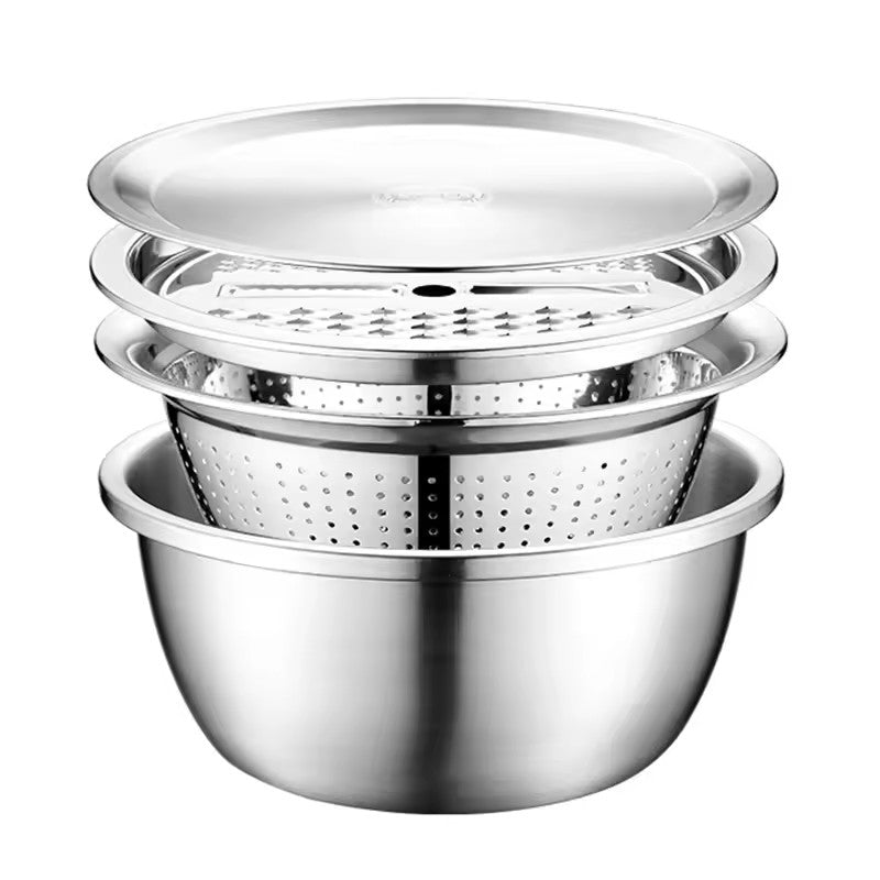 4 in 1 Stainless colander basin,lid and grater
