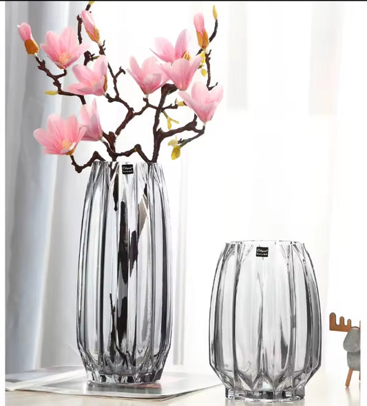 Long ridged flower vase