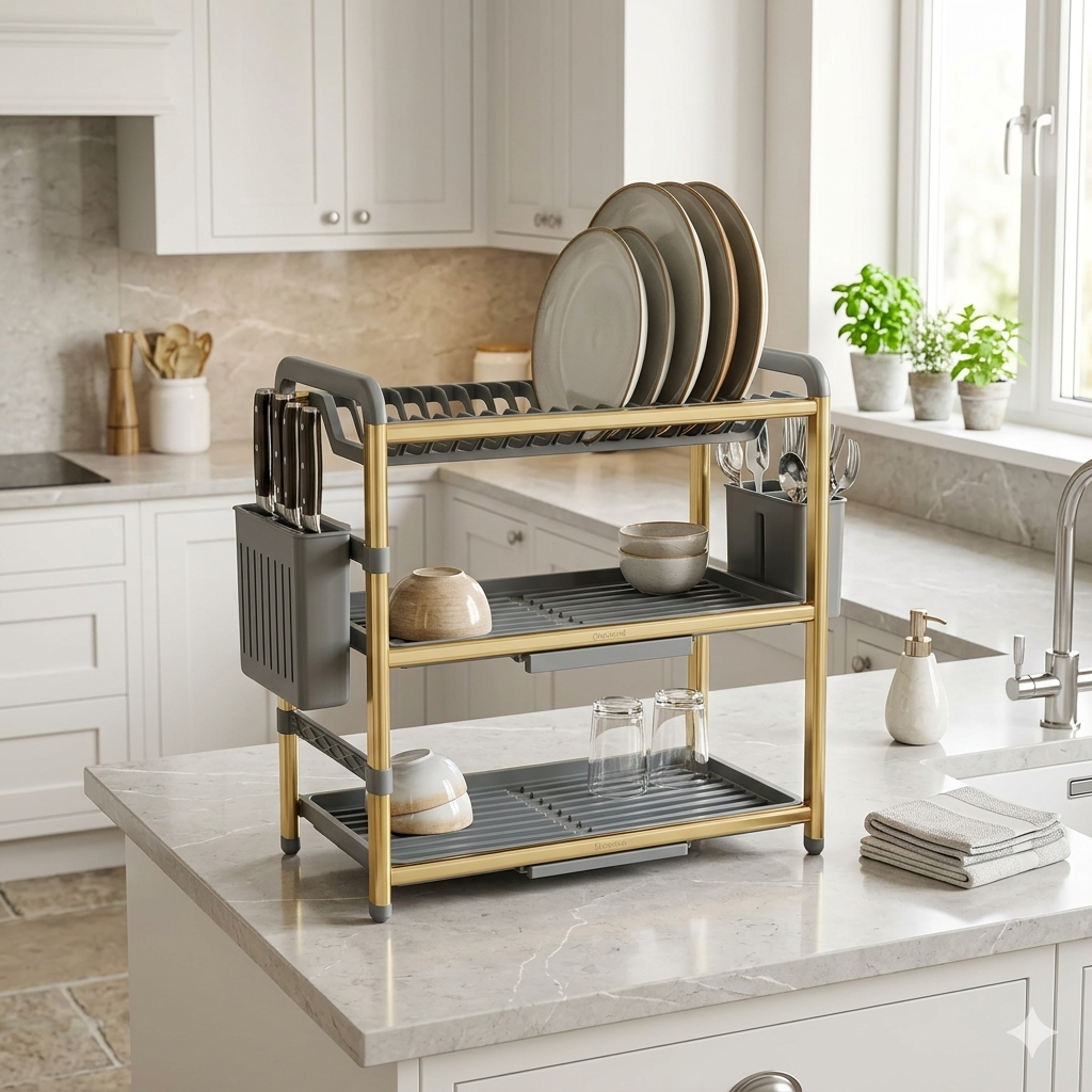 3 Tier Aluminium Dish Drying Rack