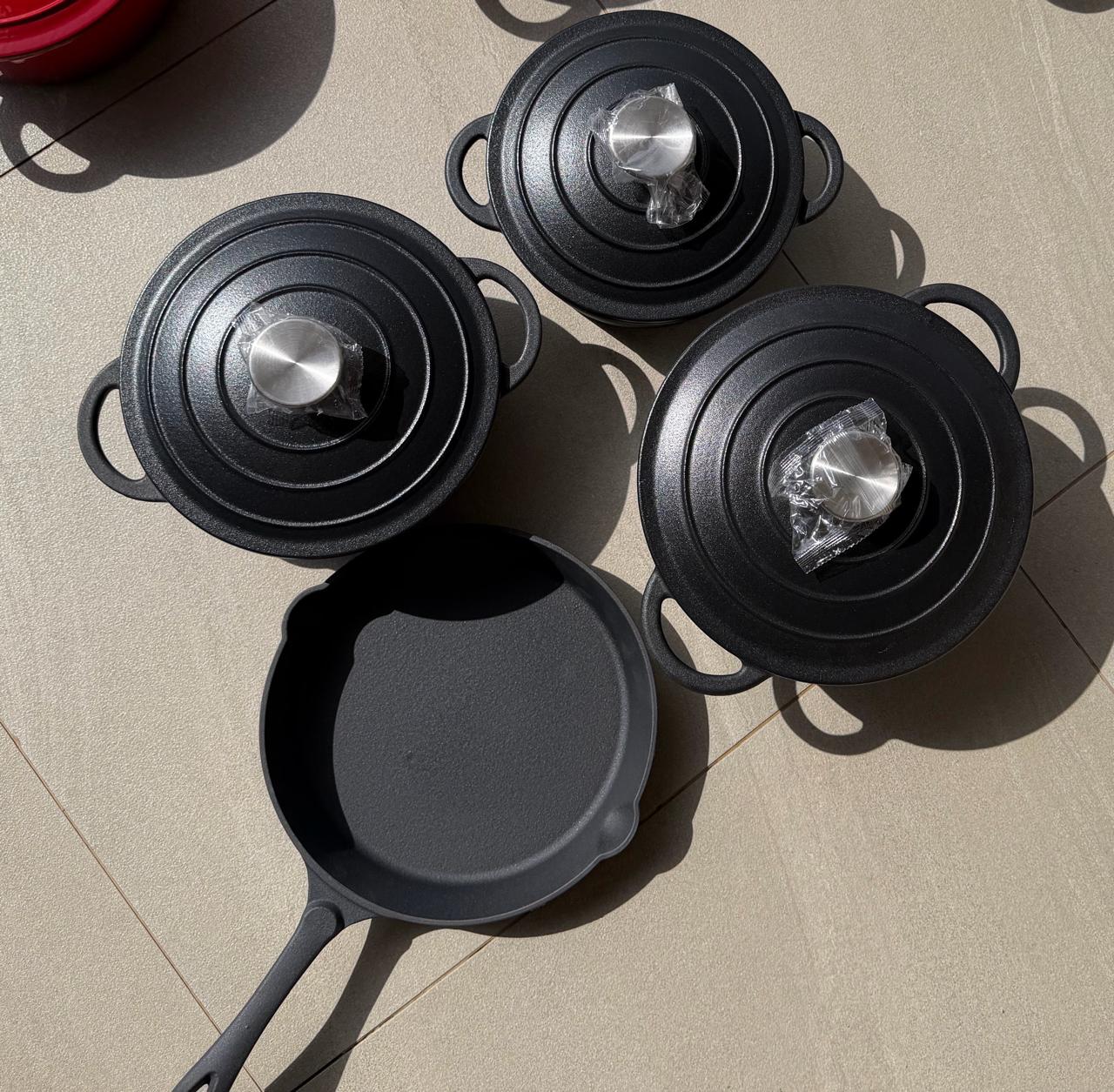 7Pc Set  Raw Cast Iron Cookware Set
