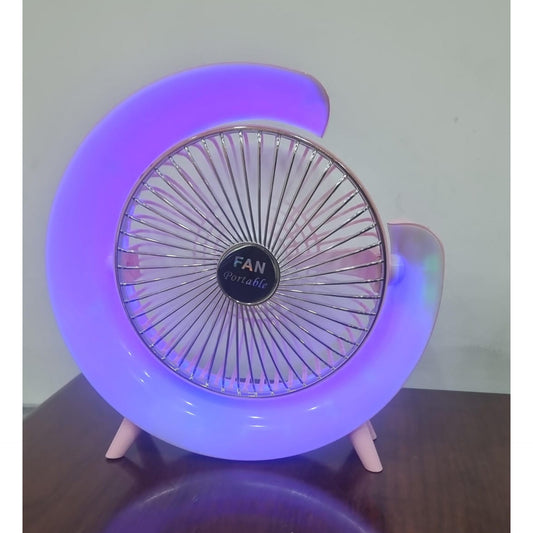 Rechargeable Colourful desktop fan light