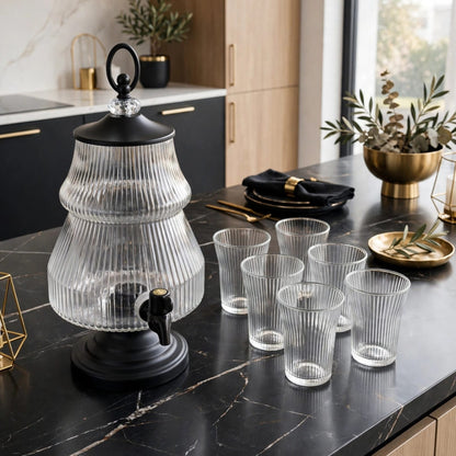 7Pcs Glass Juice Dispenser Set