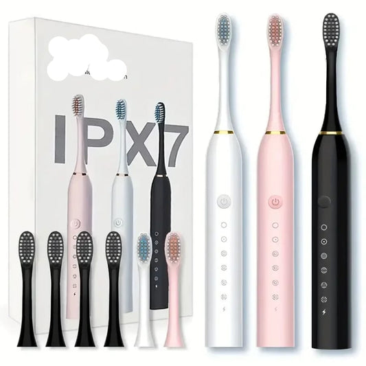 Rechargeable electric toothbrush with replacement heads