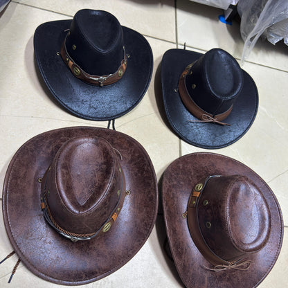 Leather cowboy hat