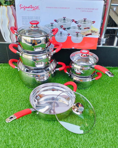 12Pc signature stainless steel cookware set