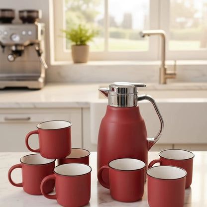 7pcs Red pitcher breakfast set