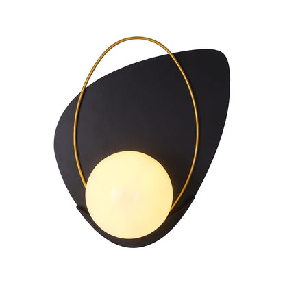 Black Gold Accent Wall Lamp with White Glass Shade PL 1159 01 BK
