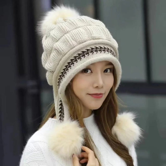 Winter knit pull over hat