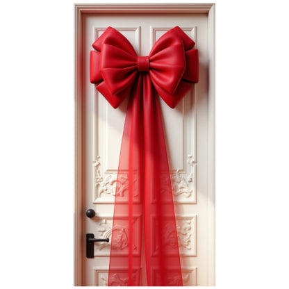 Red Decorative Bow Christmas Banner