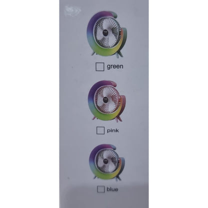 Rechargeable Colourful desktop fan light