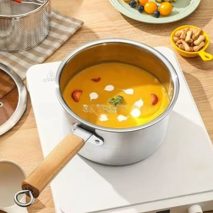 Stainless Steel 2 in 1 Deep Frying and Milk Pot with Strainer Basket
