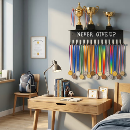 Wall Mounted Medal Hanger and Trophy Display Rack