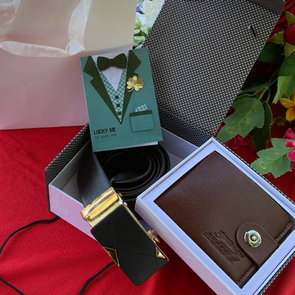 Men Valentine Gift Set with Wallet and Belt