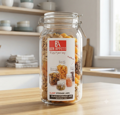 HM-BA26 BA 2L Glass Jar  with Clip Locks