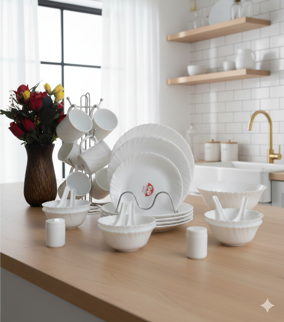 39Pc White ceramic dinner set 