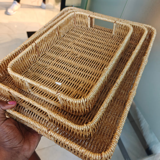 3Pc Rattan tray