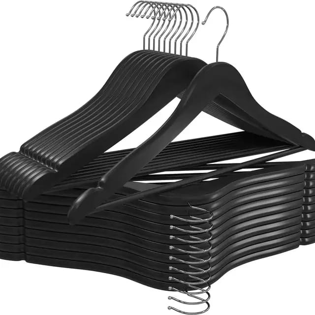 10pc Black wooden hangers