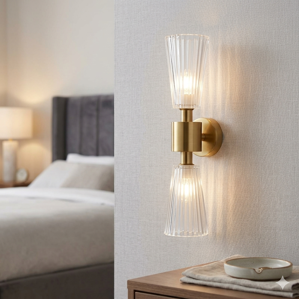 Dual Glass Shade Wall Bracket with bulbs