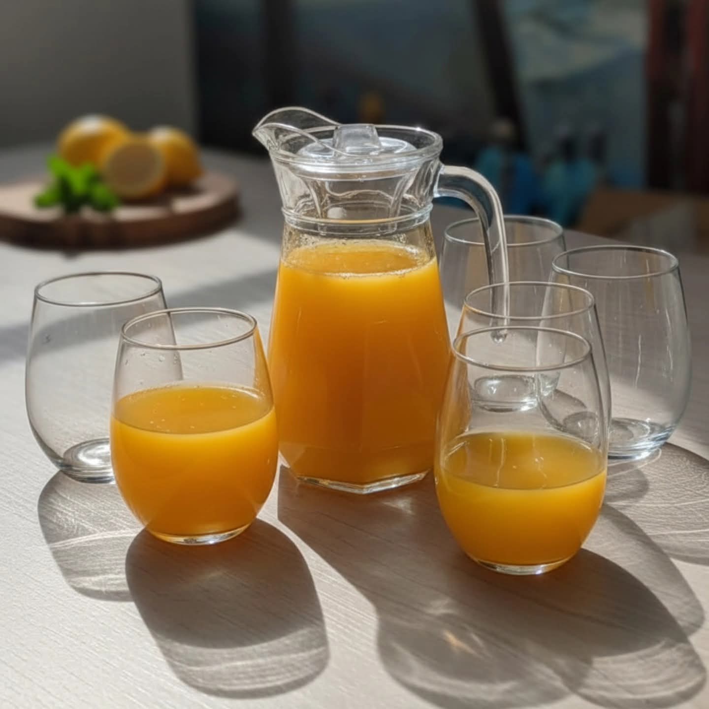 Water  jug +6pc hot water glass
