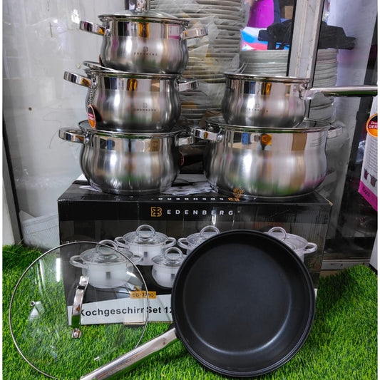 12Pc Edenberg Stainless Cookware Set